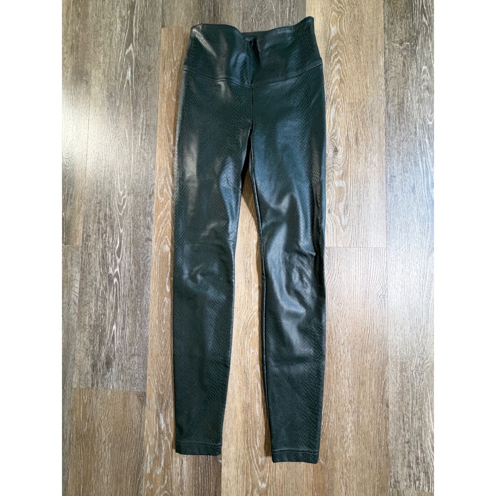 White House Black Market Runway Leggings Womens 0 Green Faux Leather Snakeskin